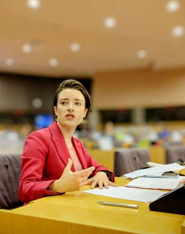 MEP Karen Melchior gives a speech to the FEMM Committee