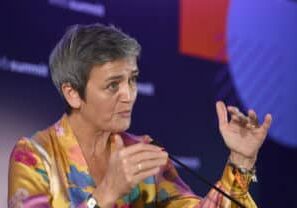 7 November 2018; Margrethe Vestager, European Commission, during a press conference during day two of Web Summit 2018 at the Altice Arena in Lisbon, Portugal. Photo by Diarmuid Greene/Web Summit via Sportsfile